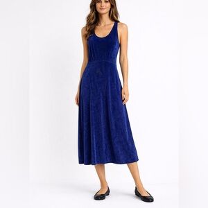 Free People Womens Large Cobalt Blue Lady Jane Slinky Dress Lace Back Ballerina